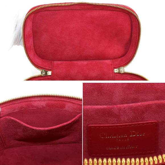 Christian Dior DIORTRAVEL Small Vanity 2way Hand Shoulder Bag Leather Red S54... - Picture 7 of 9